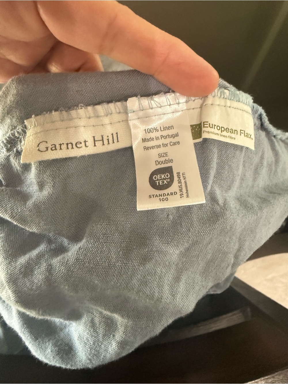 Garnet Hill Full/Double 100 Flax Linen Blue Fitted And Flat Sheet - Picture 5 of 9